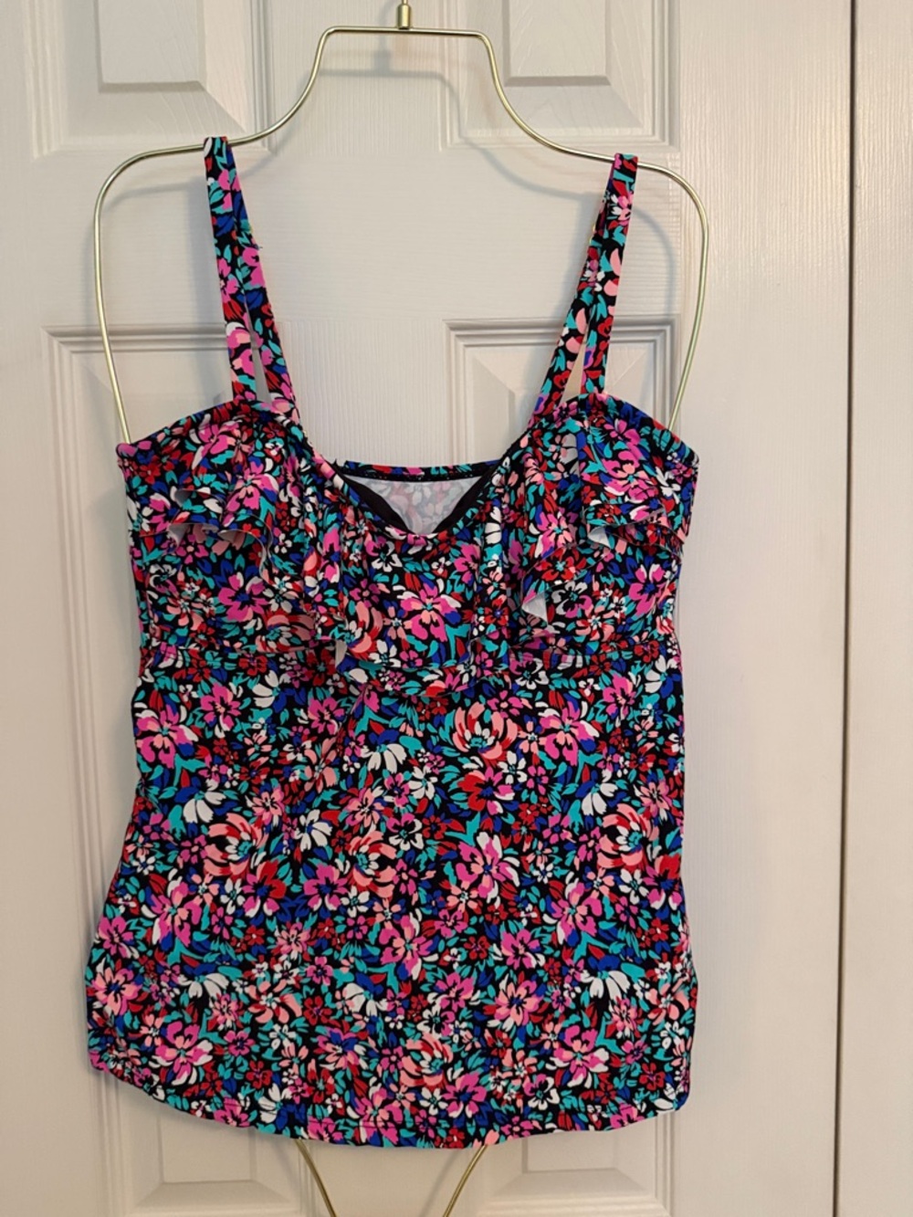 Women's Floral Bikini Tankini Top - Pink & Blue by Leilani 12 NWOT